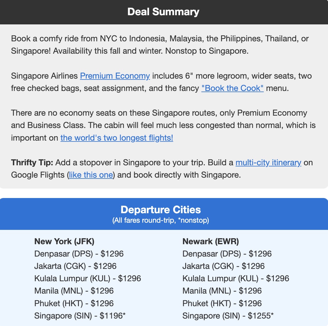 Singapore Premium Economy
