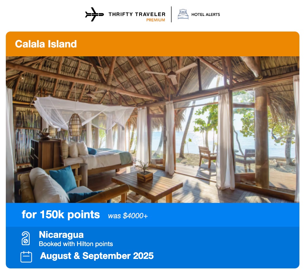 thrifty traveler premium hotel alert for calala island