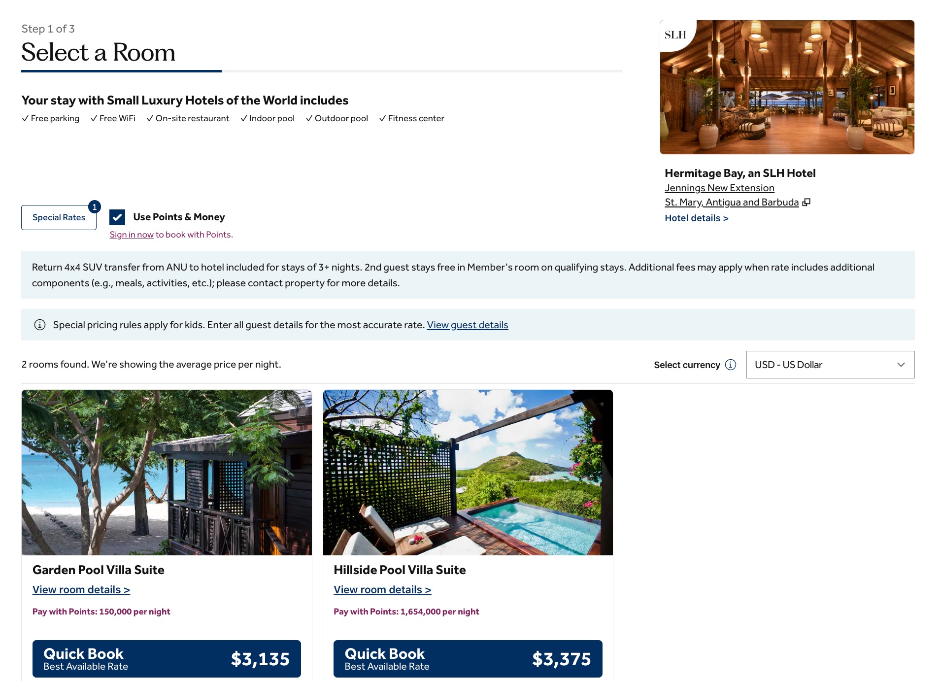 hermitage bay redemption with hilton points 