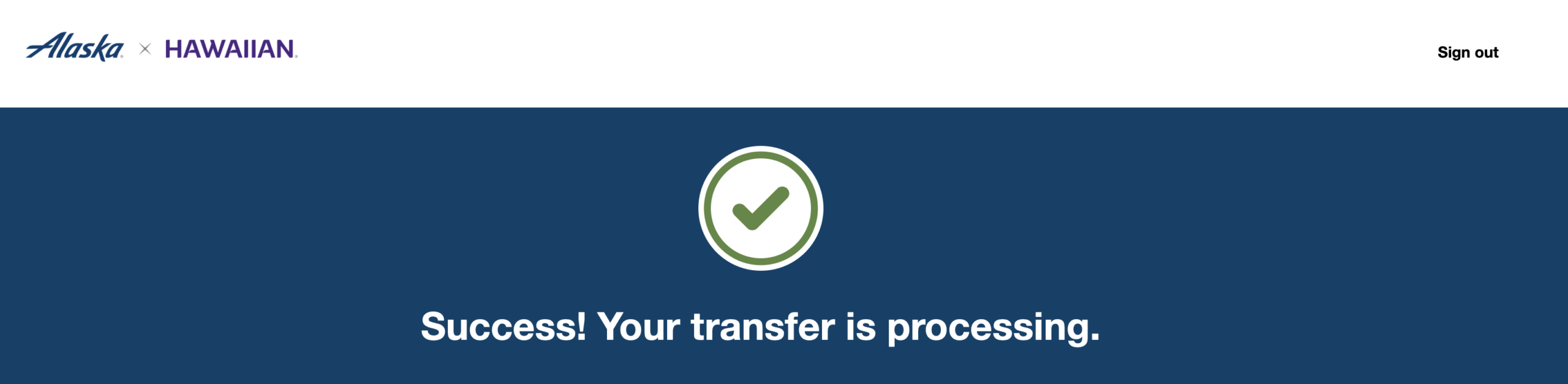 Alaska and Hawaiian Airlines miles transfer processing