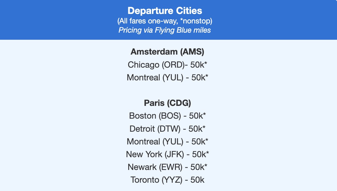 AF KLM bigger fares