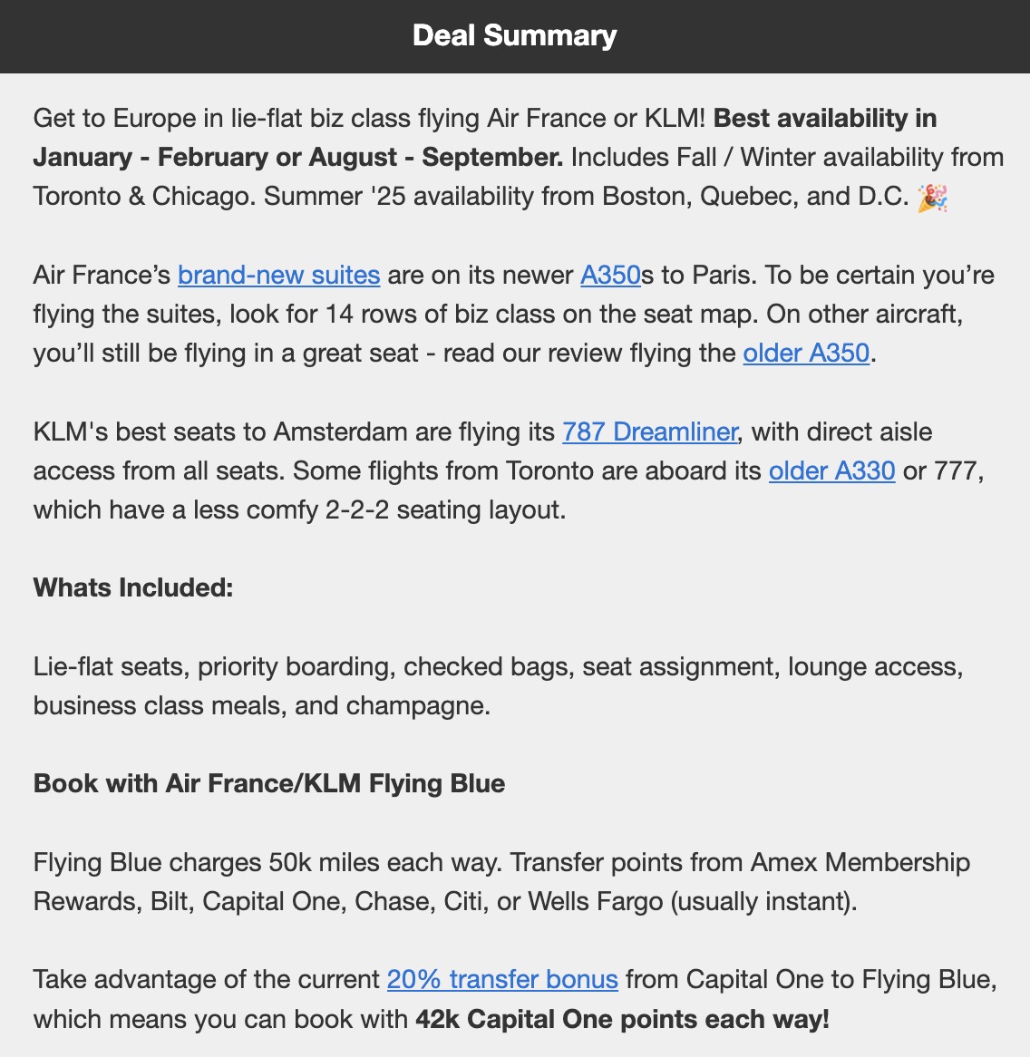 Air France business class