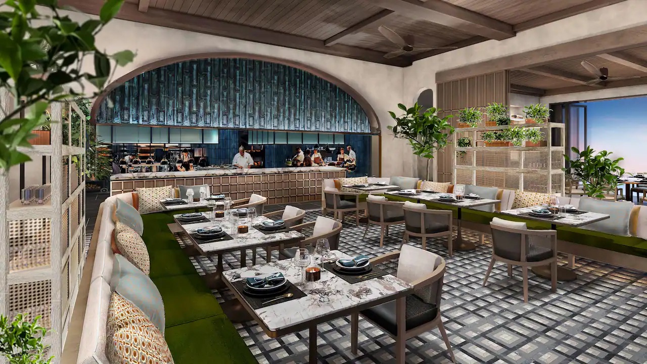 empty tables in a restaurant