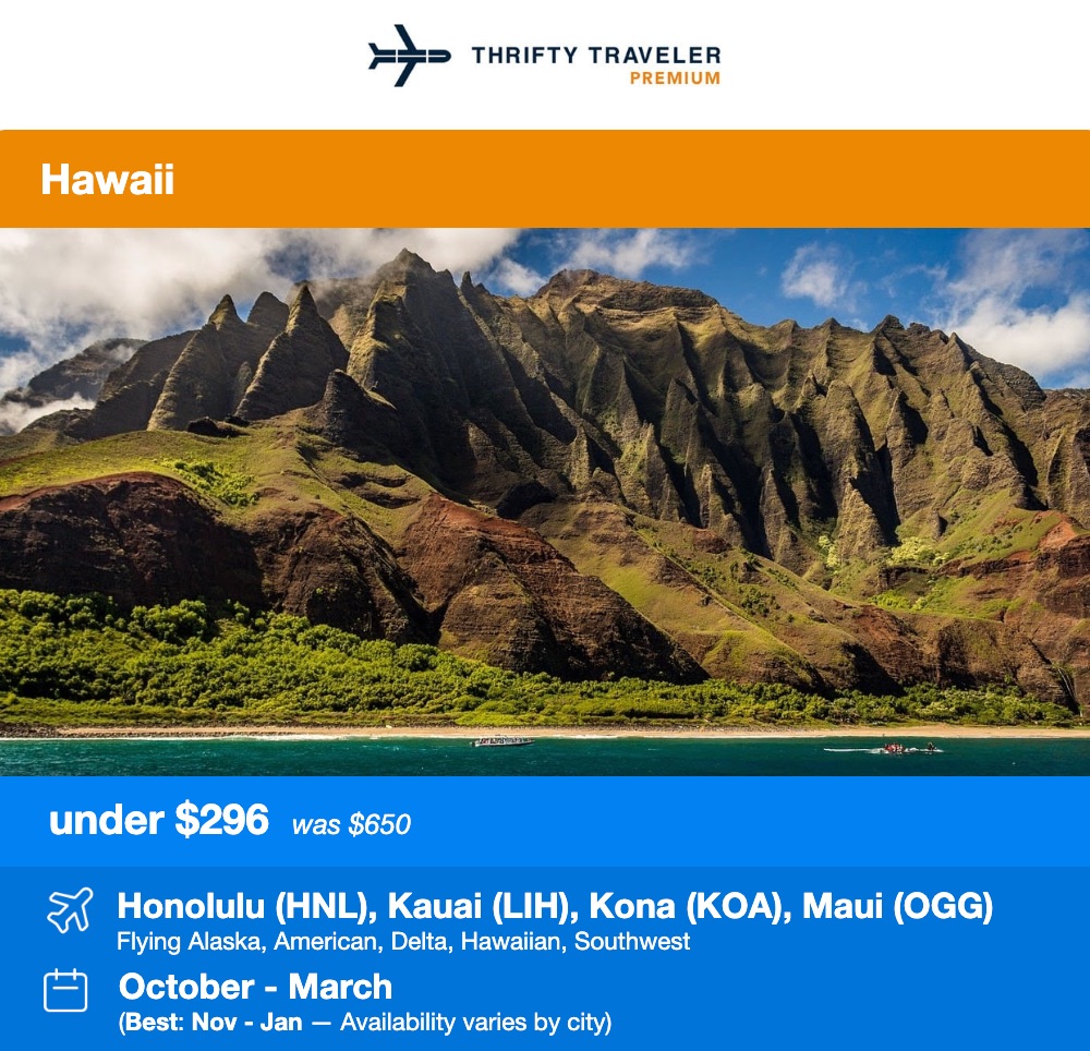 thrifty traveler flight deal for Hawaii