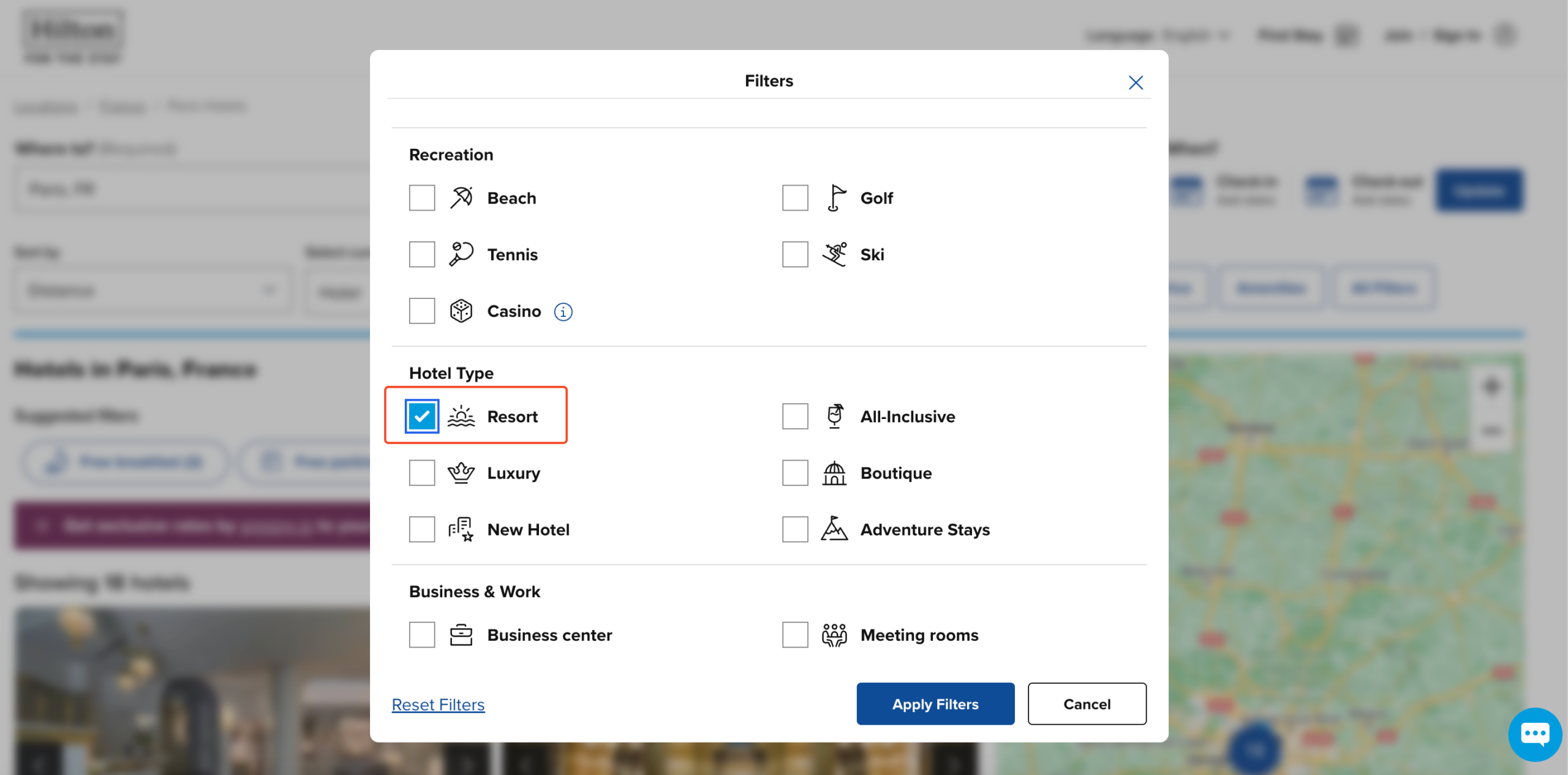 Hilton resort search