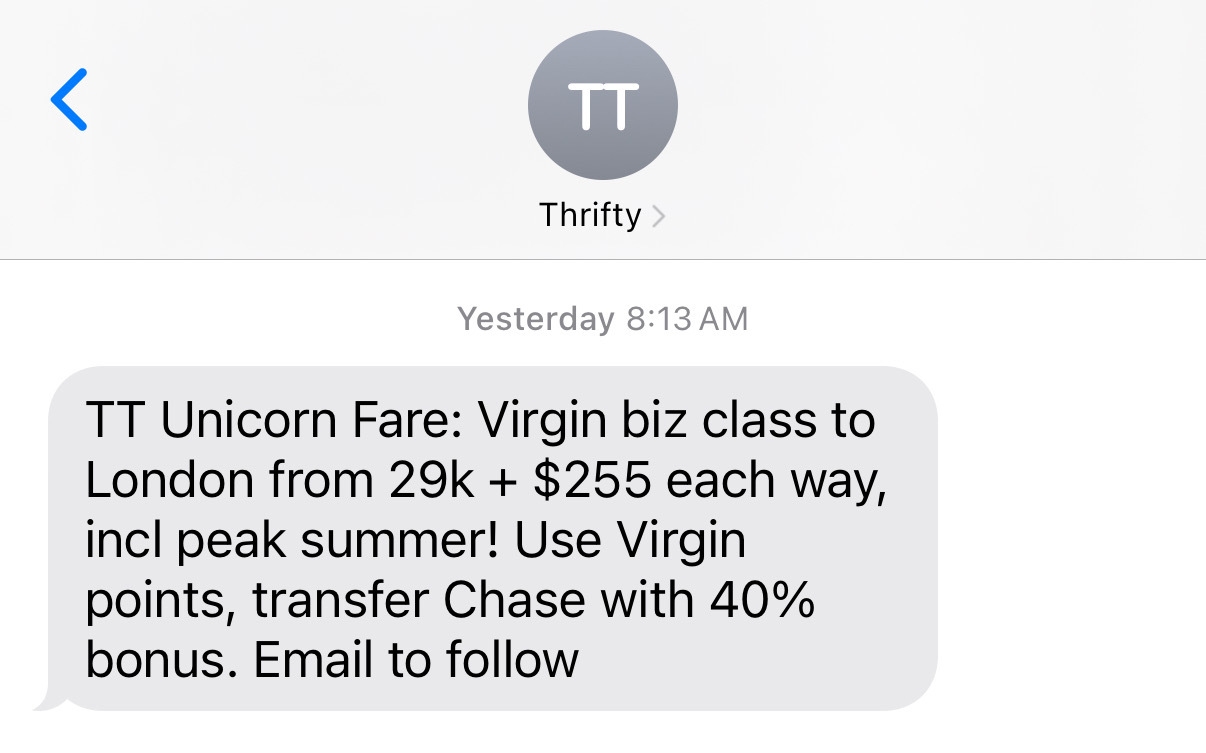 screenshot of a text message