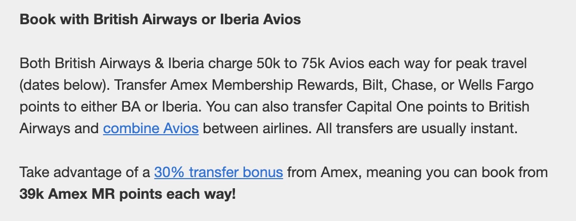 Iberia booking info