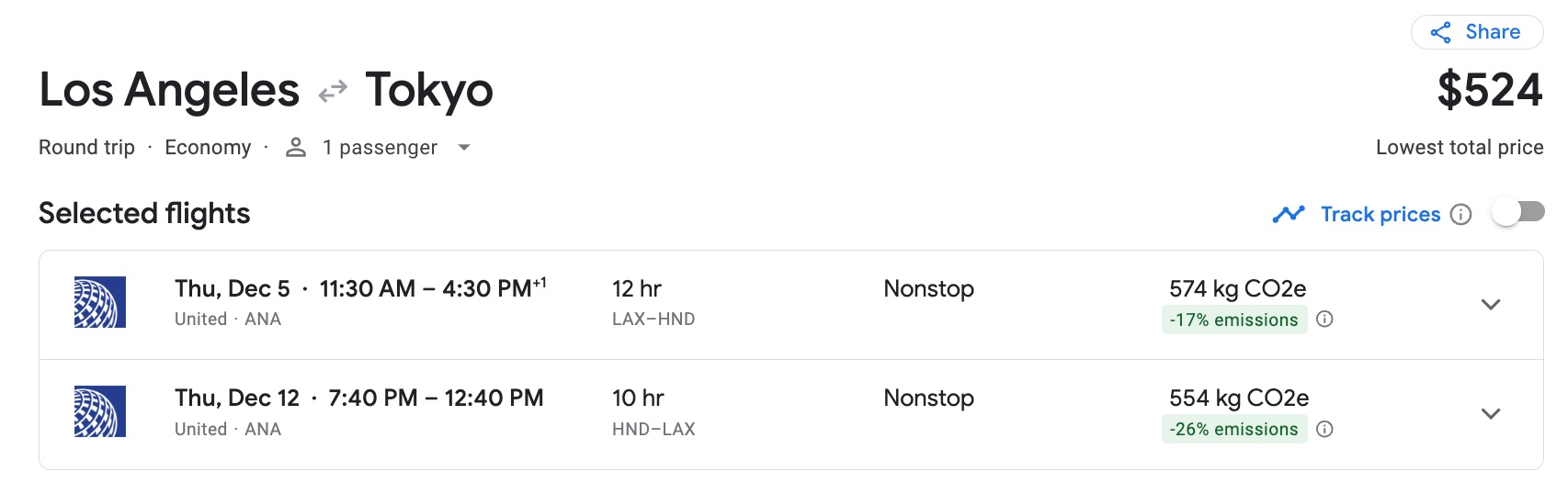 LAX HND Google Flights