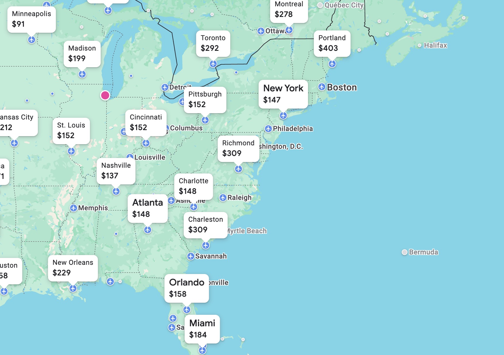 Chicago google flights explore