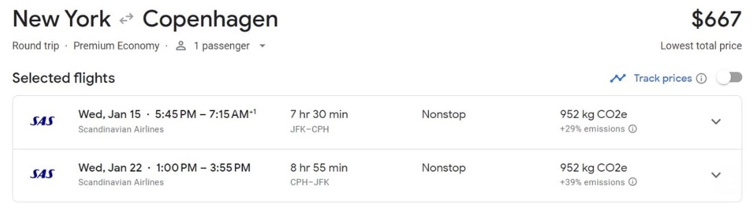 Premium Economy fare