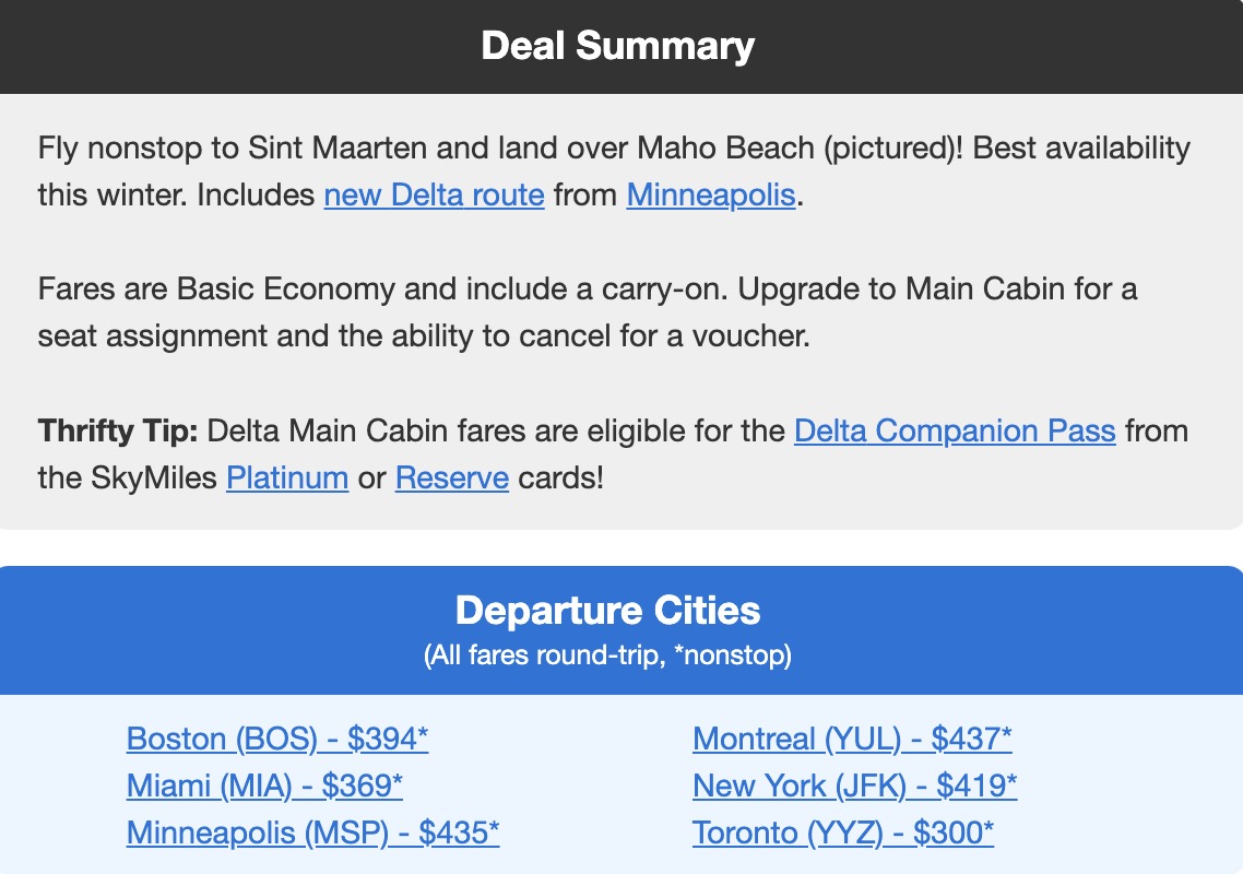 Sint Maarten flight deal