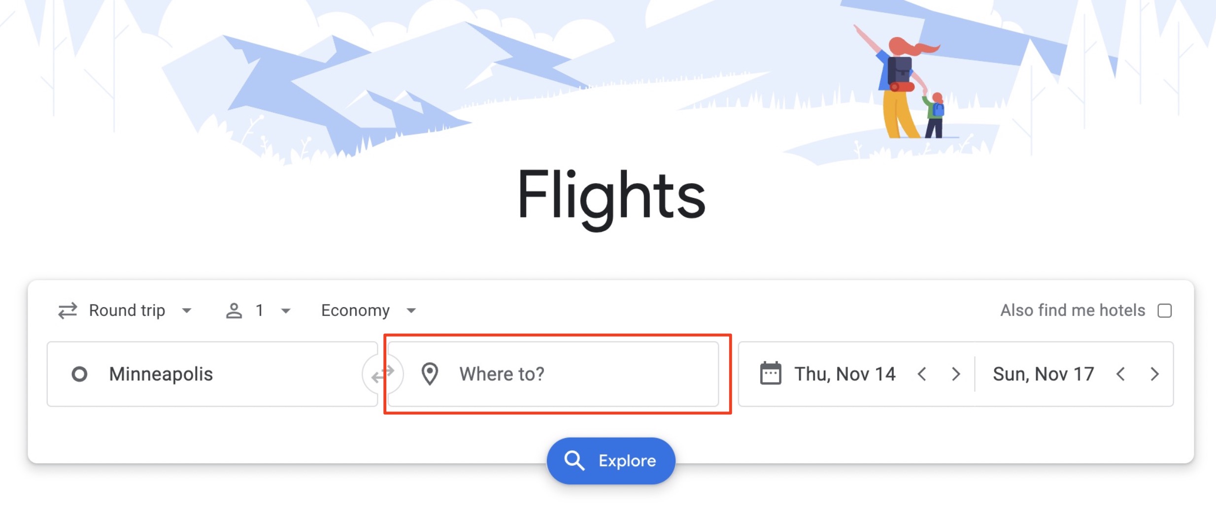 Google Flights Explore