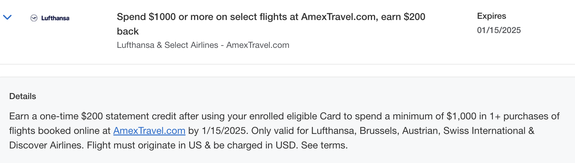Amex Lufthansa Offer: Spend $1000 with Amex Travel, Get $200 Back