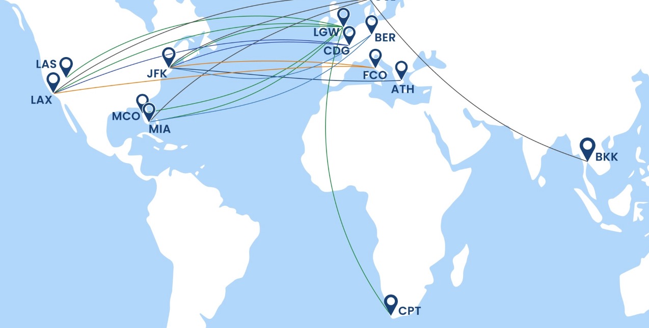 Norse Atlantic's 2024/2025 route map