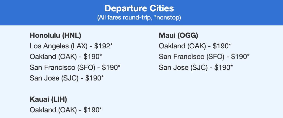 West coast nonstop flights to Hawaii. 