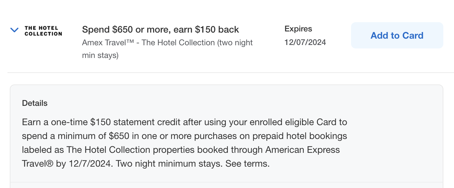 Amex Hotel Collection Offer: Spent $650, get $150 back