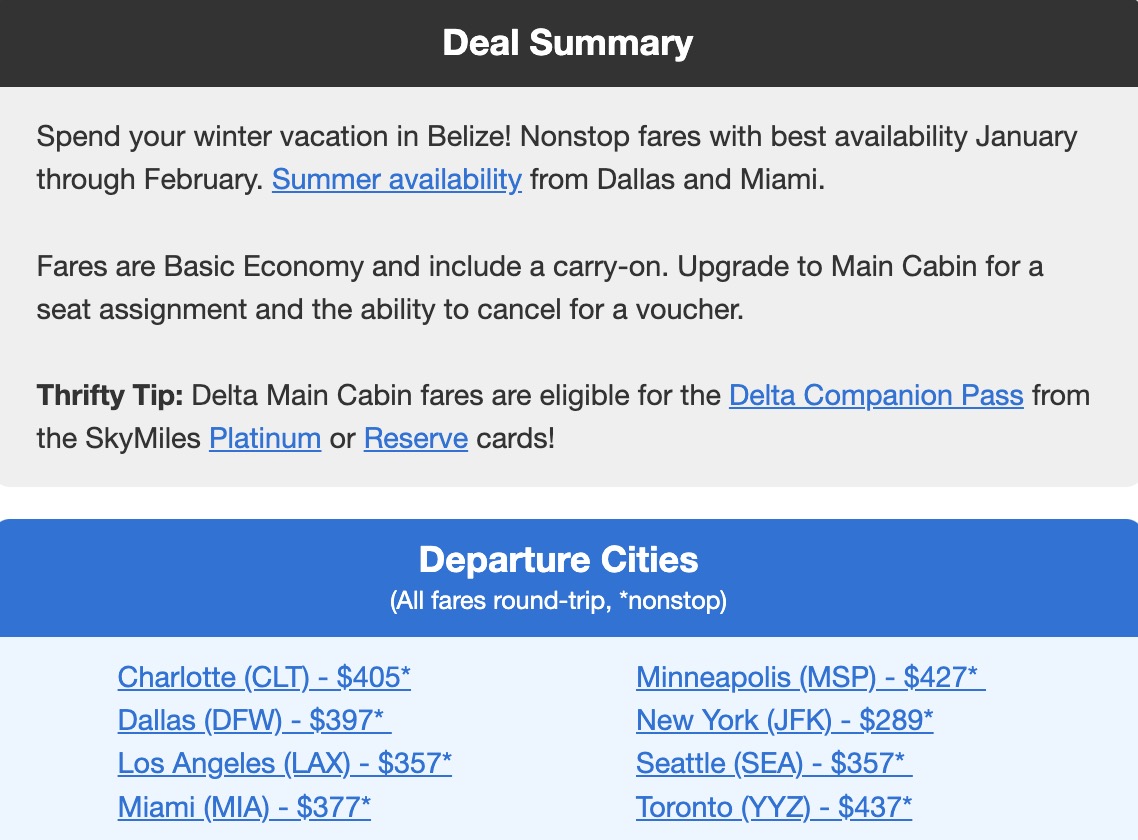 a screenshot of flight deal