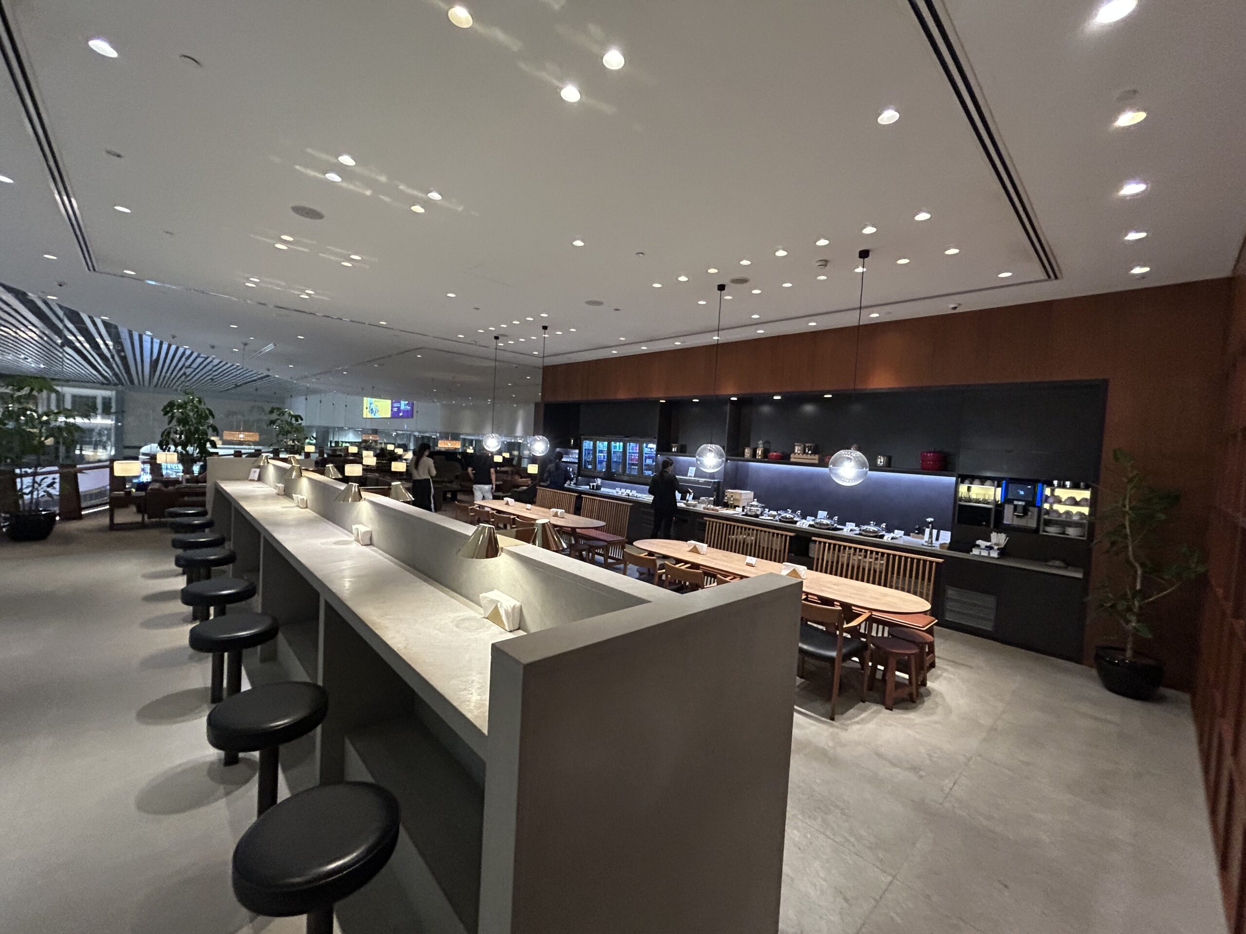 Dining area at a business class lounge
