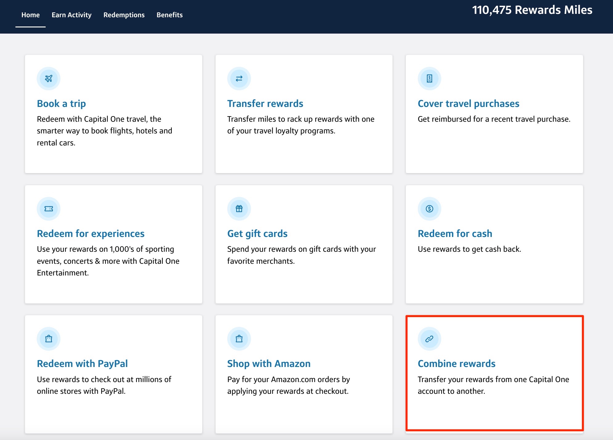 options to redeem capital one rewards