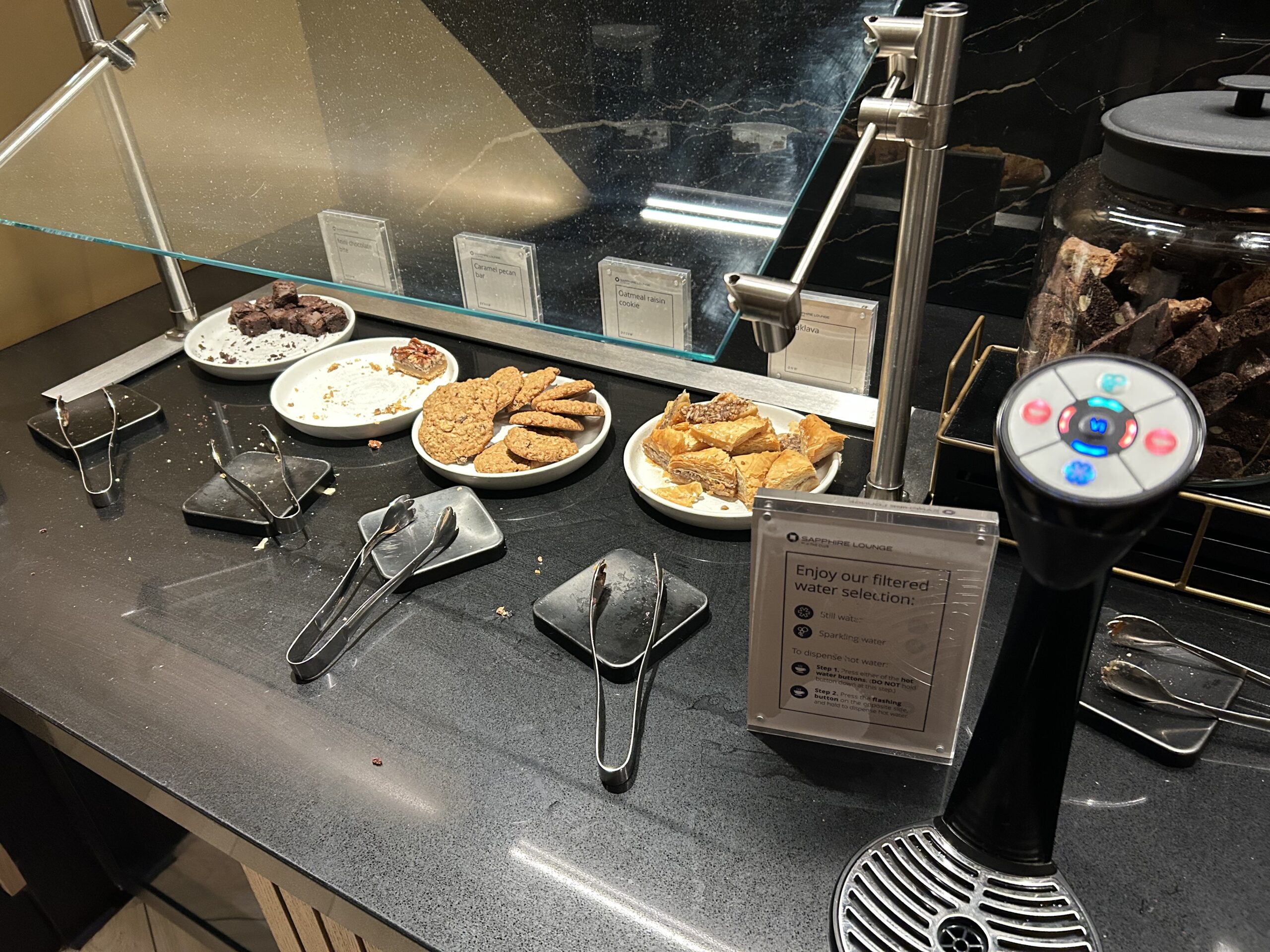 Desserts tray and water dispenser