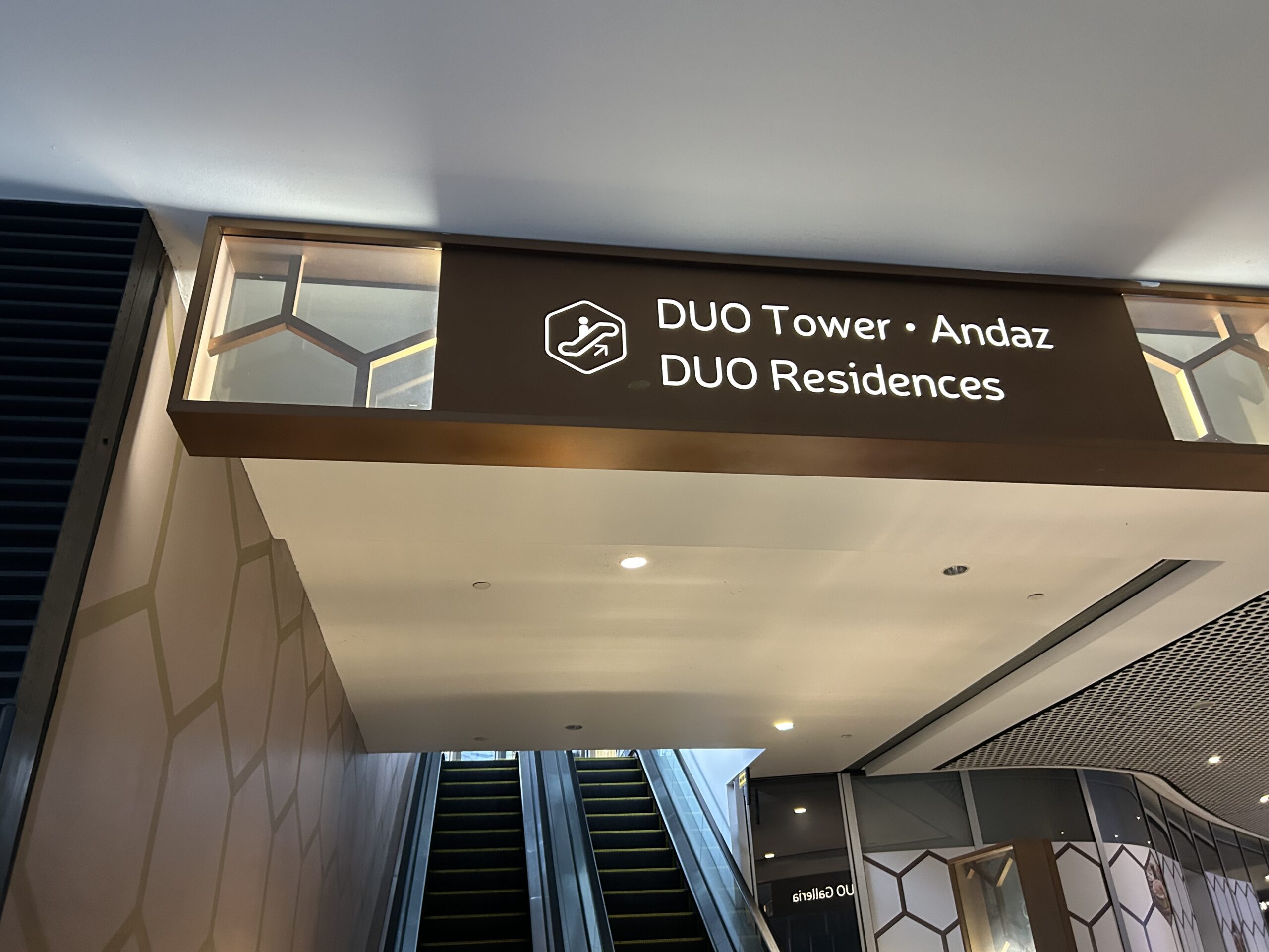 Duo tower signage showing the way to the Andaz