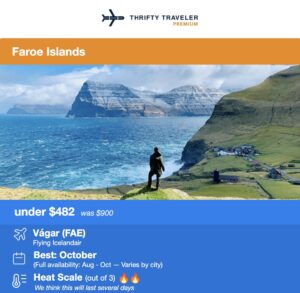 The Thrifty Traveler Podcast, Ep. 24: Upgrade Prices, RIP Alaska Miles & More Big Travel News You Need 1 Faroe Islands flight deal under $482 roundtrip.