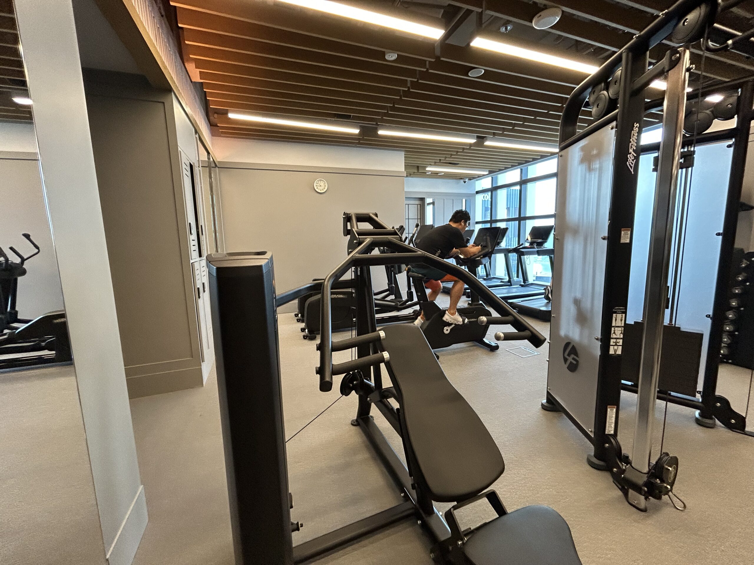 Stationary bikes and other equipment in hotel gym