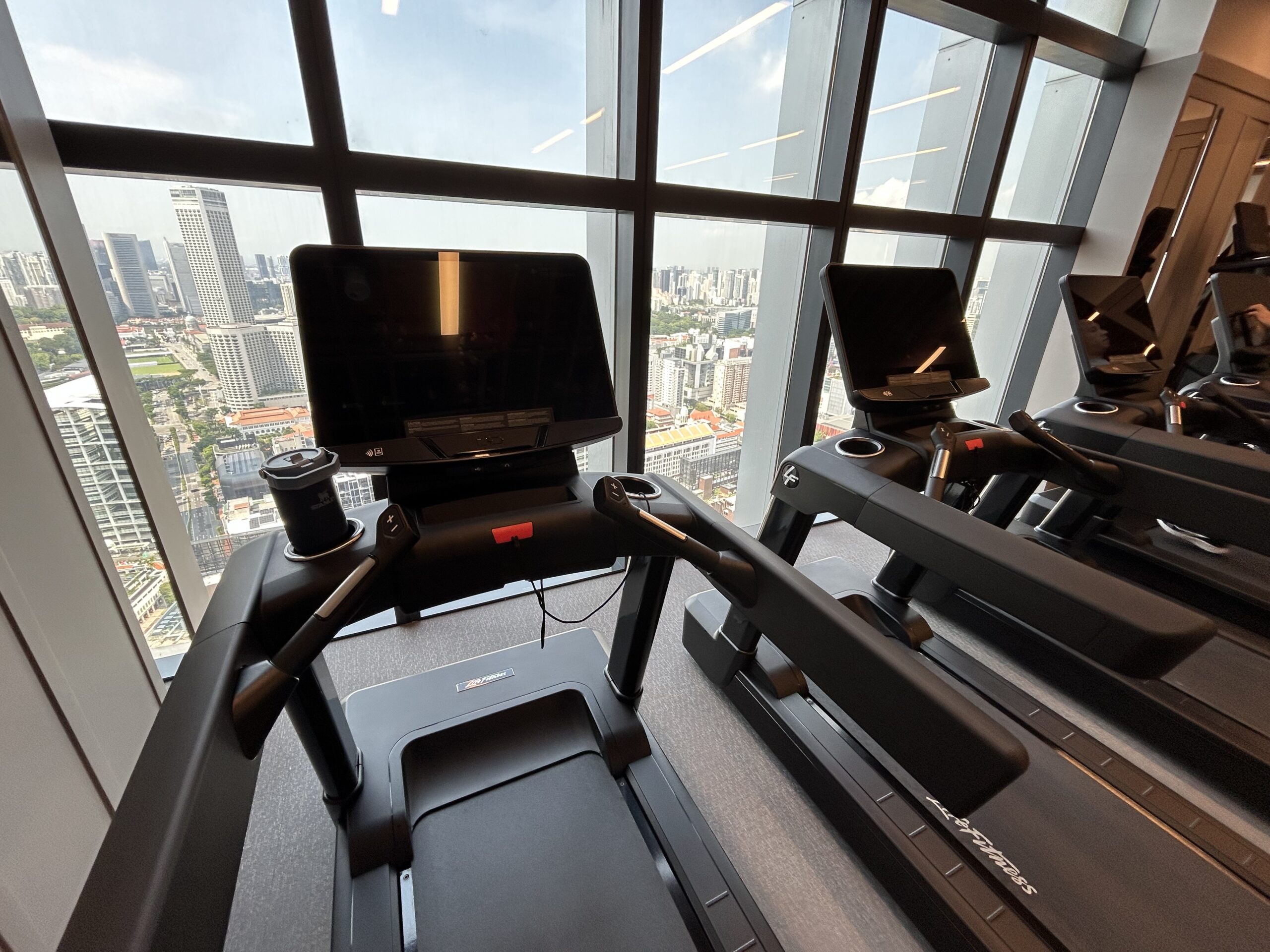 Treadmills with a view at the gym