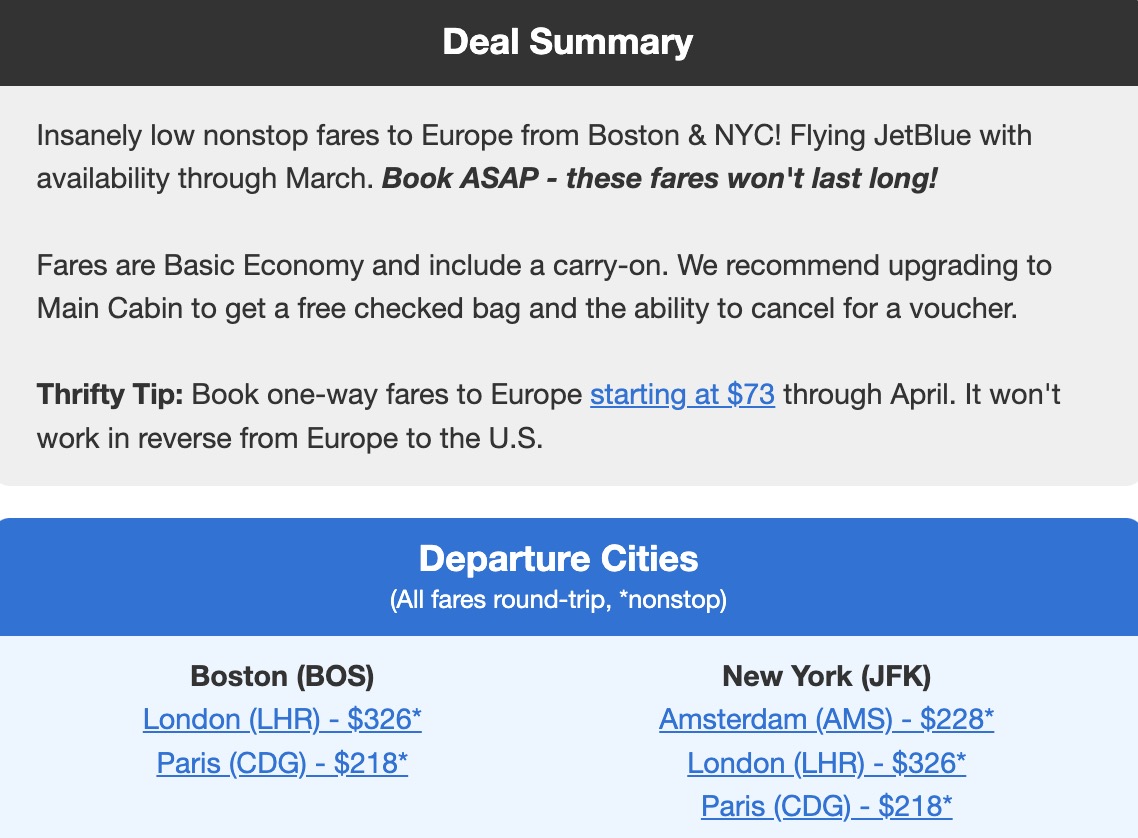Mistake fare from Boston to Paris in the $200s roundtrip. 