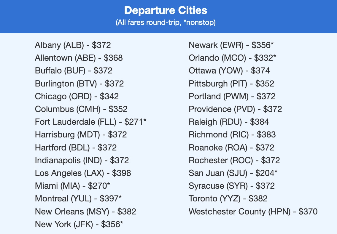 Punta Cana airfare for winter 2025