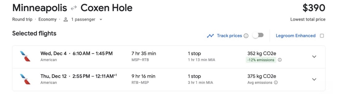 Roatan airfare from Minneapolis