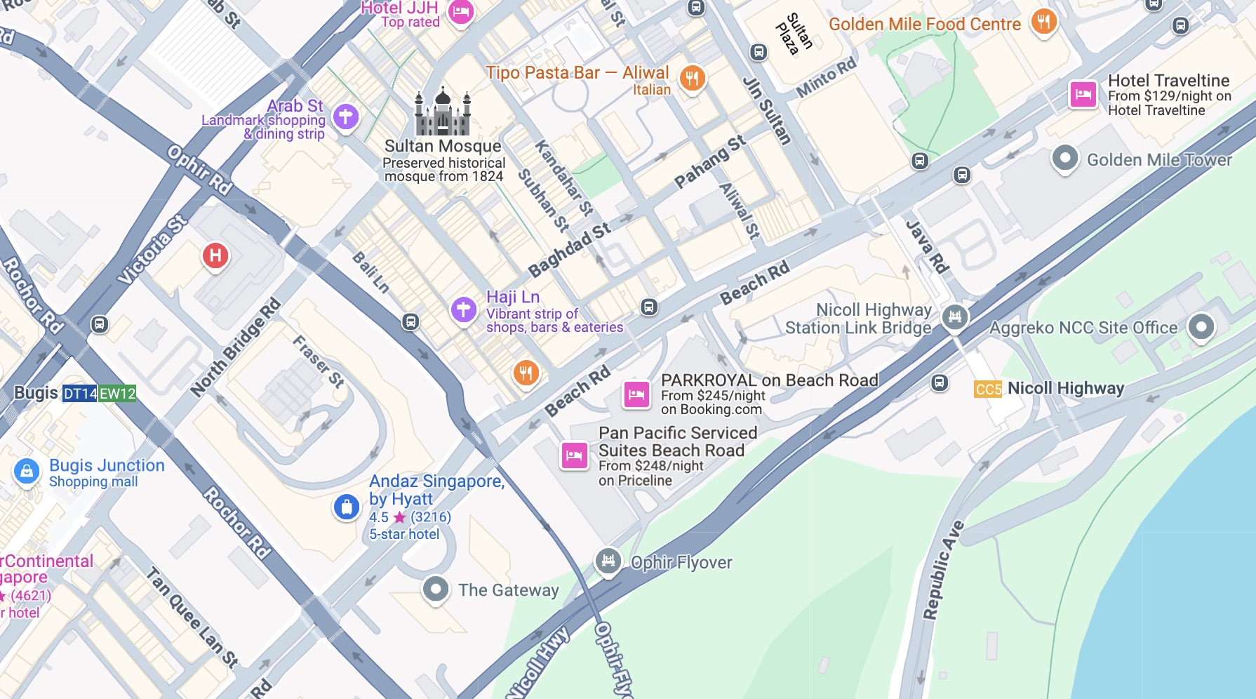 Google Maps screenshot of the Andaz Sinagpore location