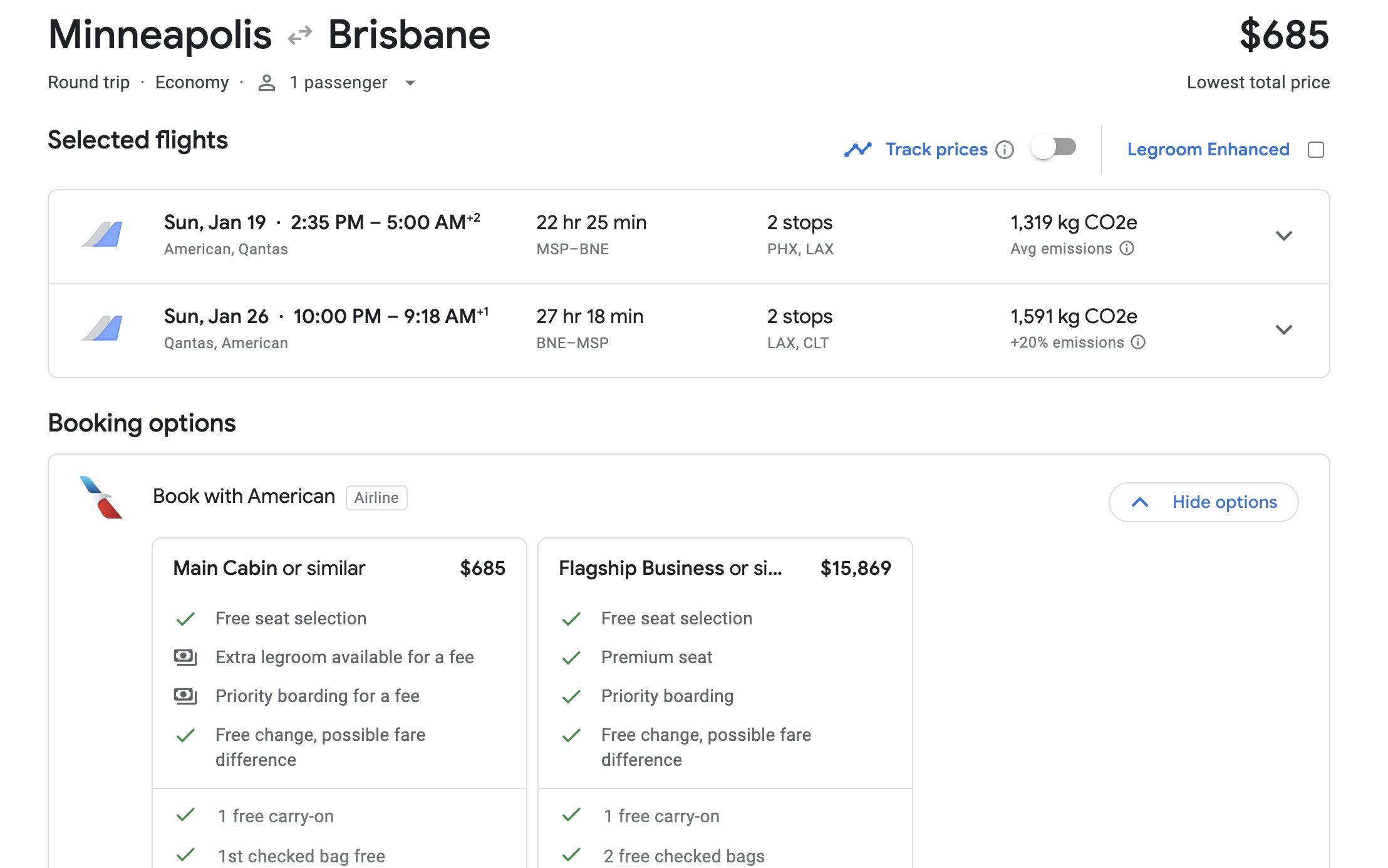 minneapolis to brisbane $685 flight sunday january 19 to sunday january 26 booking options 