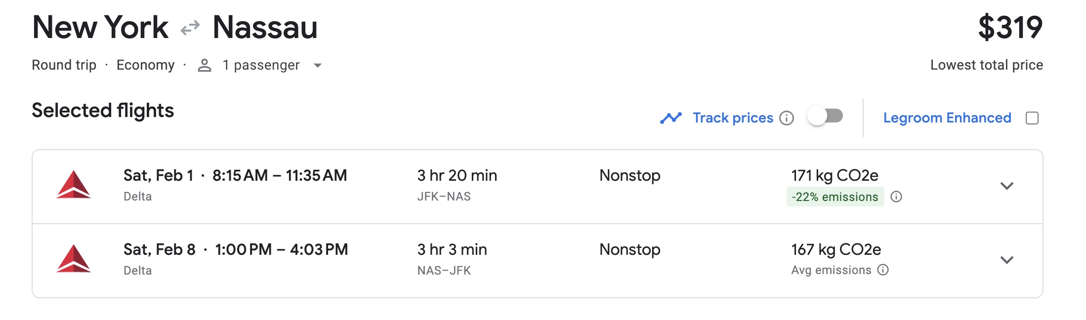 new york to nassau flights for $319 saturday, february 1 to saturday, february 8