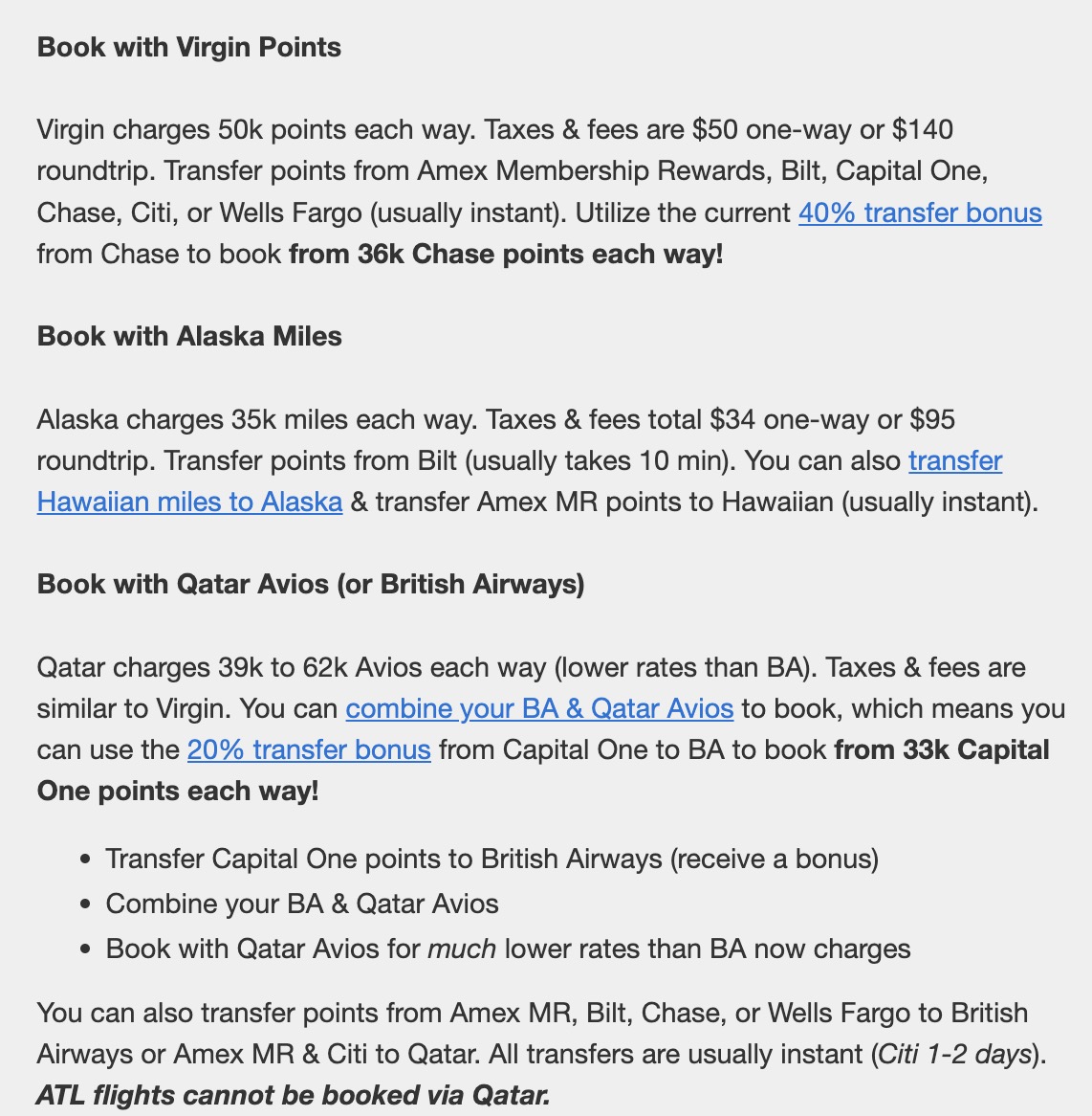 LATAM business class deal book with virgin points, book with alaska miles, book with qatar avios or british airways