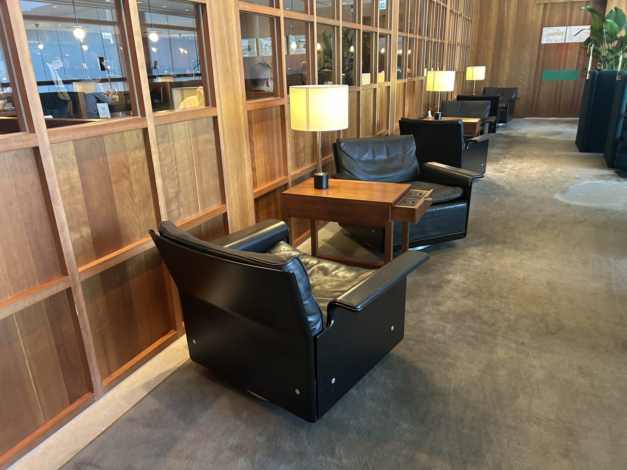 armchairs with outlets in the side table pulled out