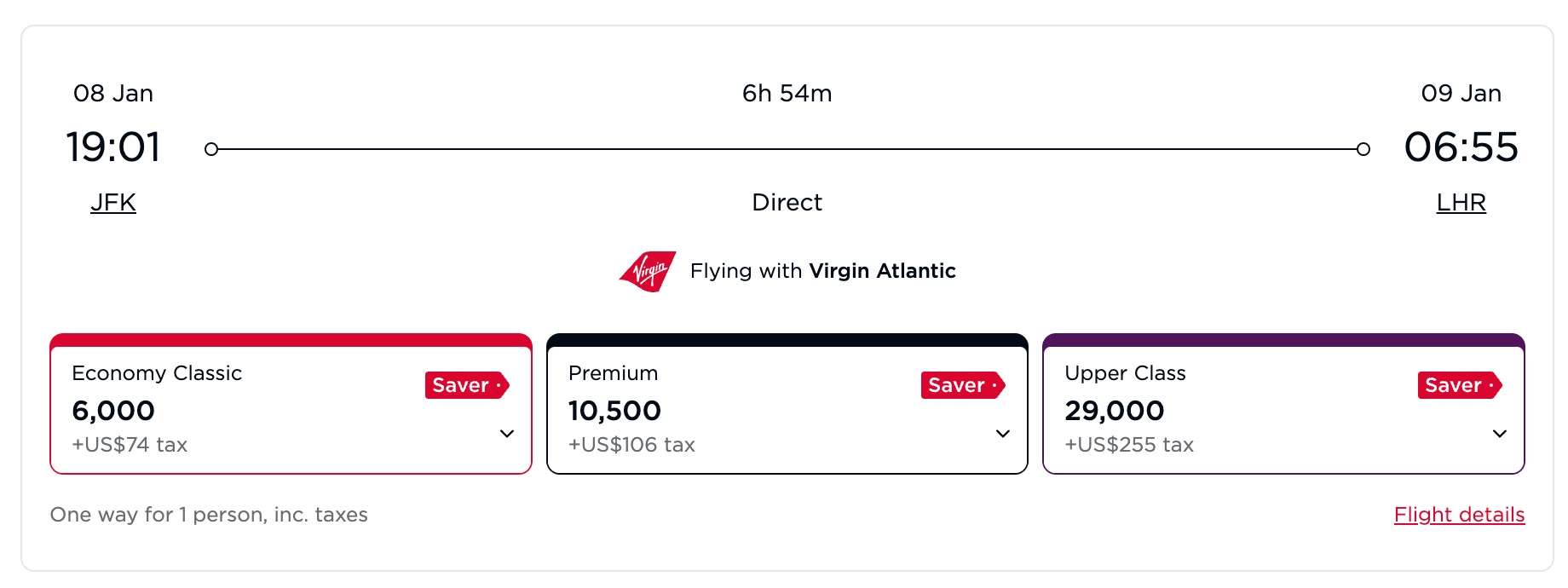 award rates on virgin atlantic