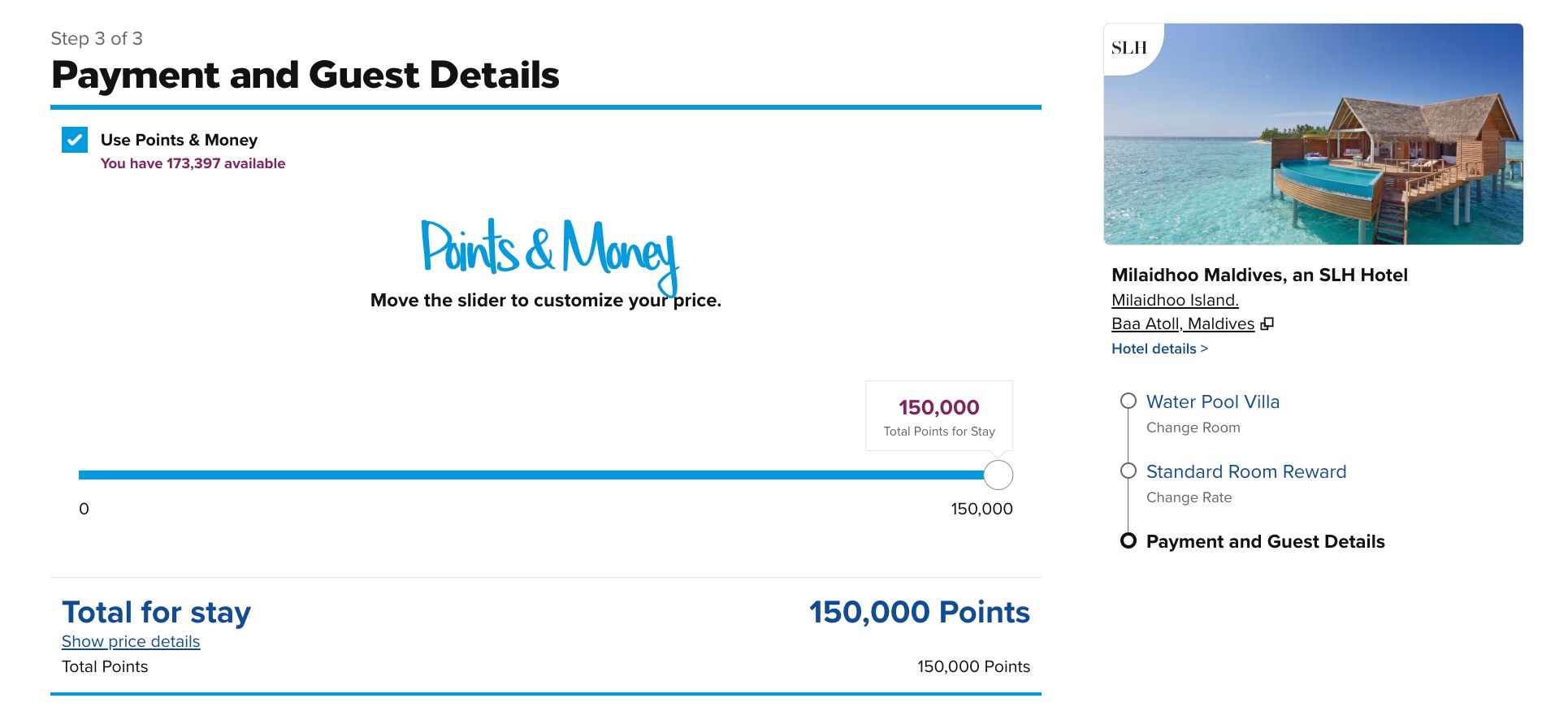 hilton honors booking for milaidhoo maldives