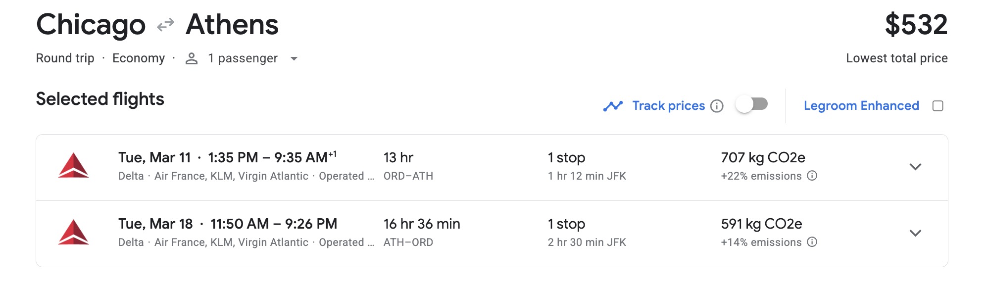 Chicago to Athens, Greece airfare for $532 roundtrip. 