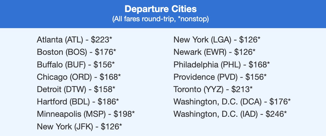 West Palm Beach airfare in the $100s and $200s roundtrip. 