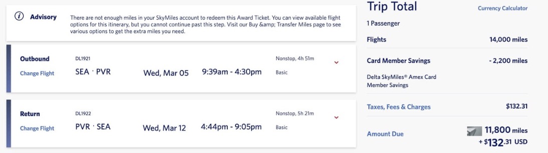 Delta SkyMiles to Puerto Vallarta, Mexico