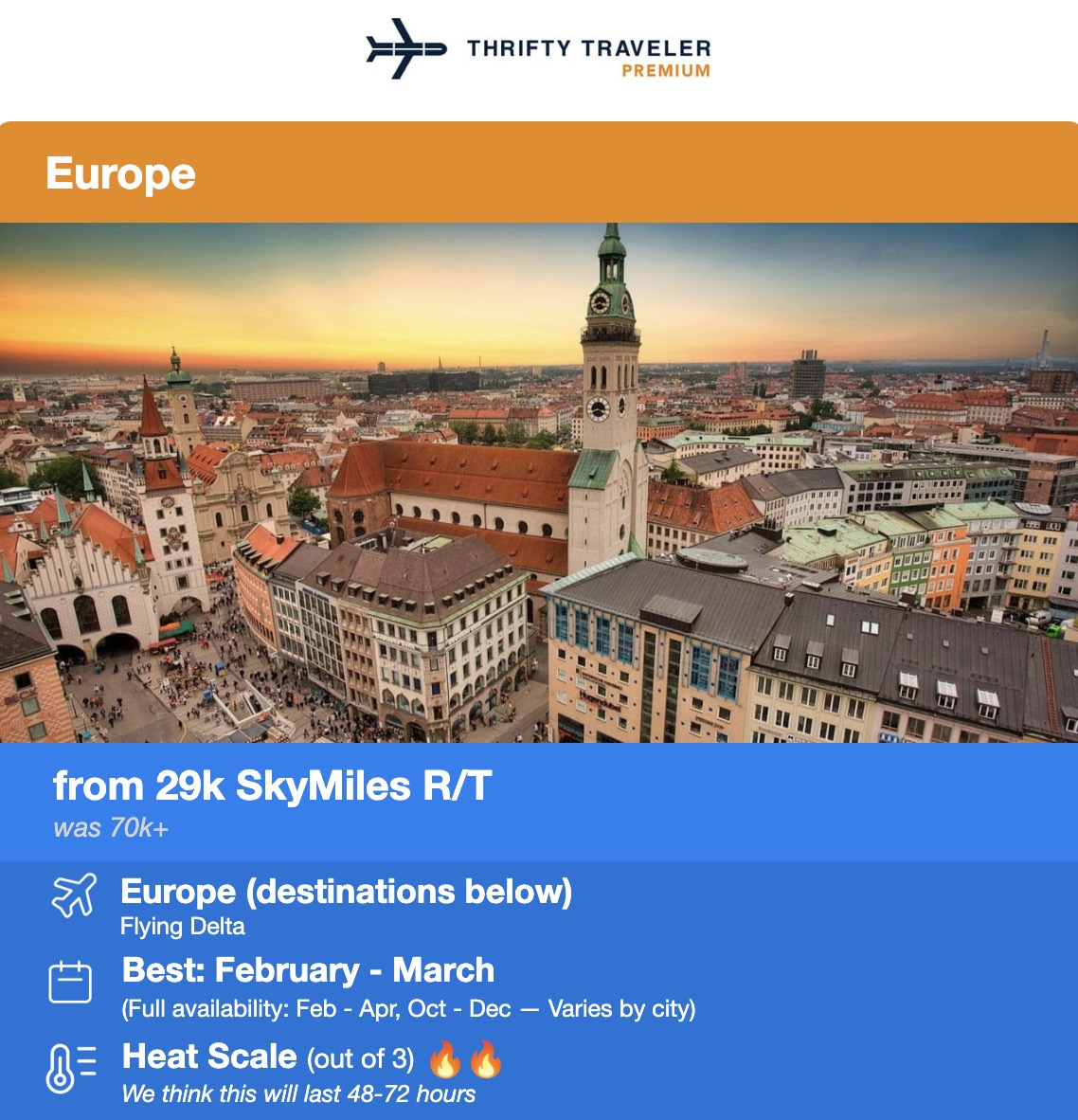 Delta SkyMiles flash sale from 29,000 SkyMiles roundtrip to Europe this February and March. 