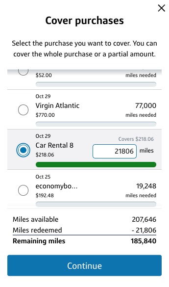 Using Capital One miles to cover a rental car