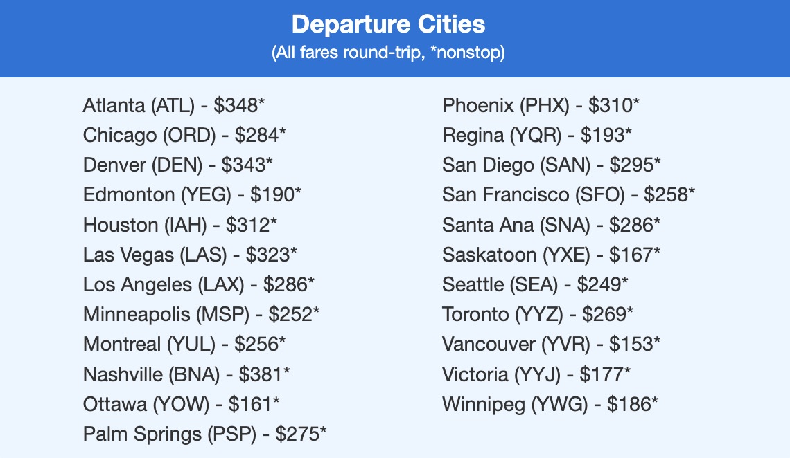 Calgary airfare nonstop