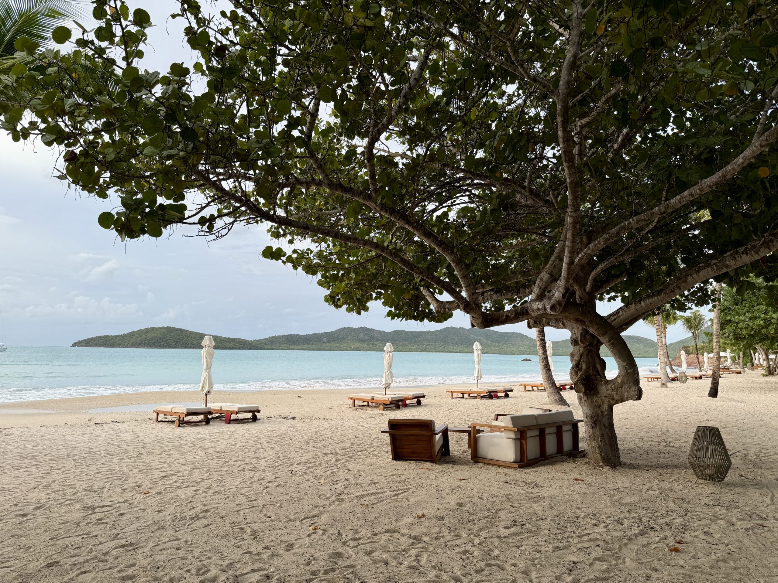 beach with open ocean and chairs