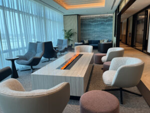 chairs surrounding a rectangular fire pit