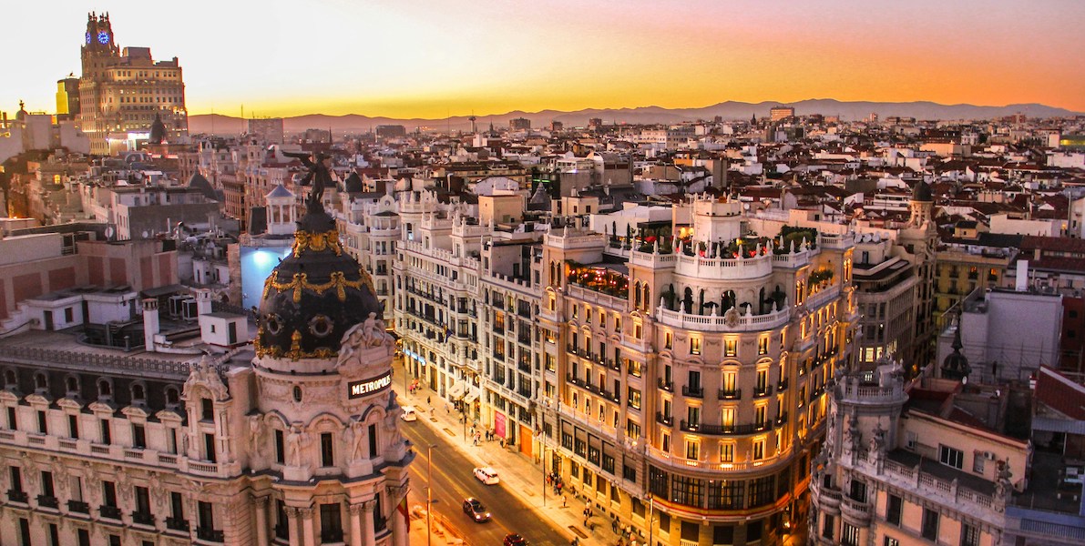skyline in madrid, spain