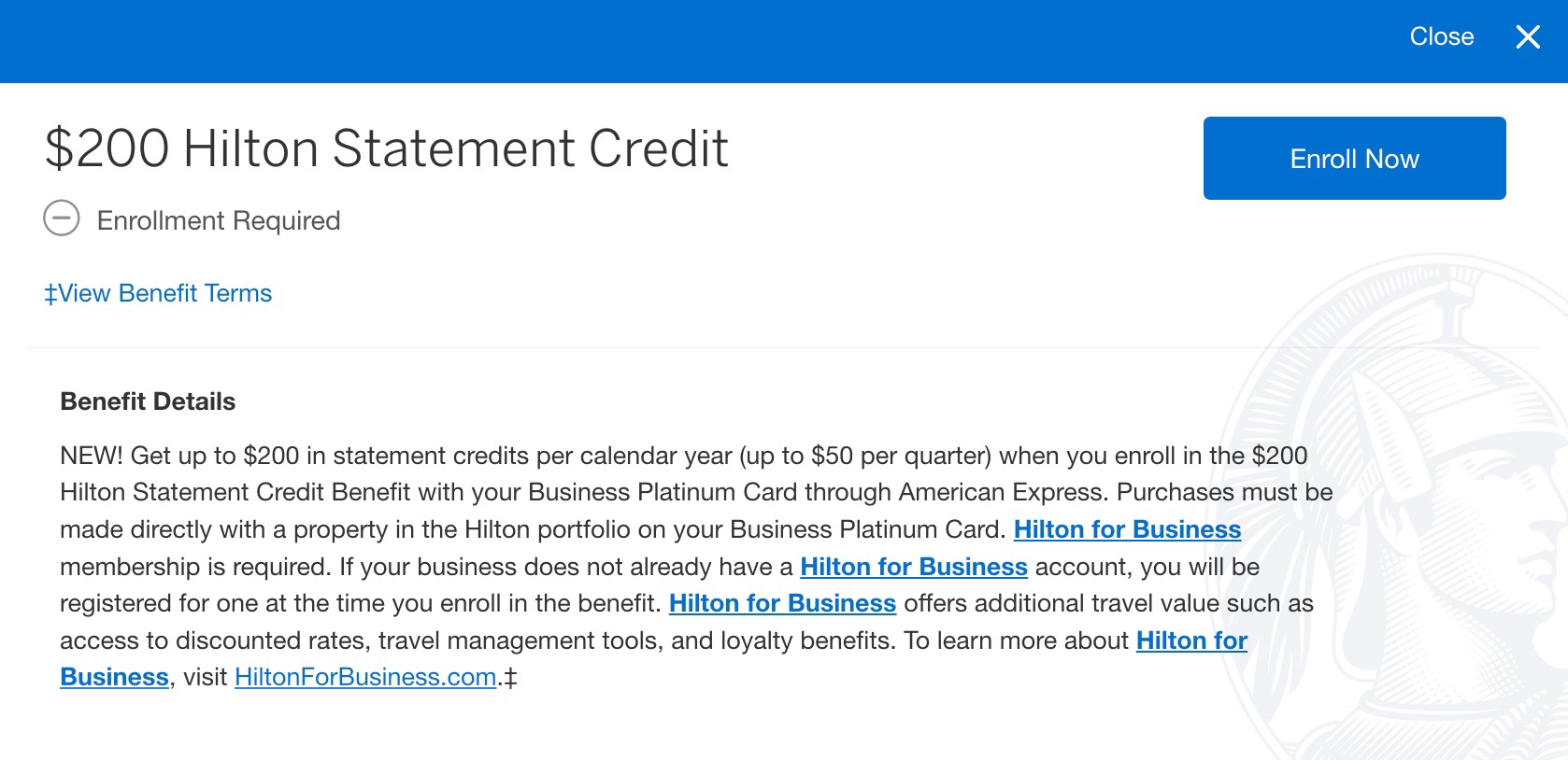 $200 Hilton Statement Credit on the business platinum card