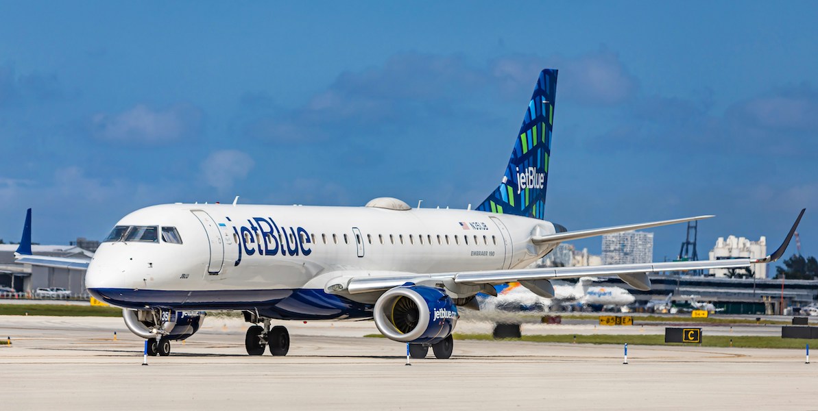 a JetBlue airplane on the runway