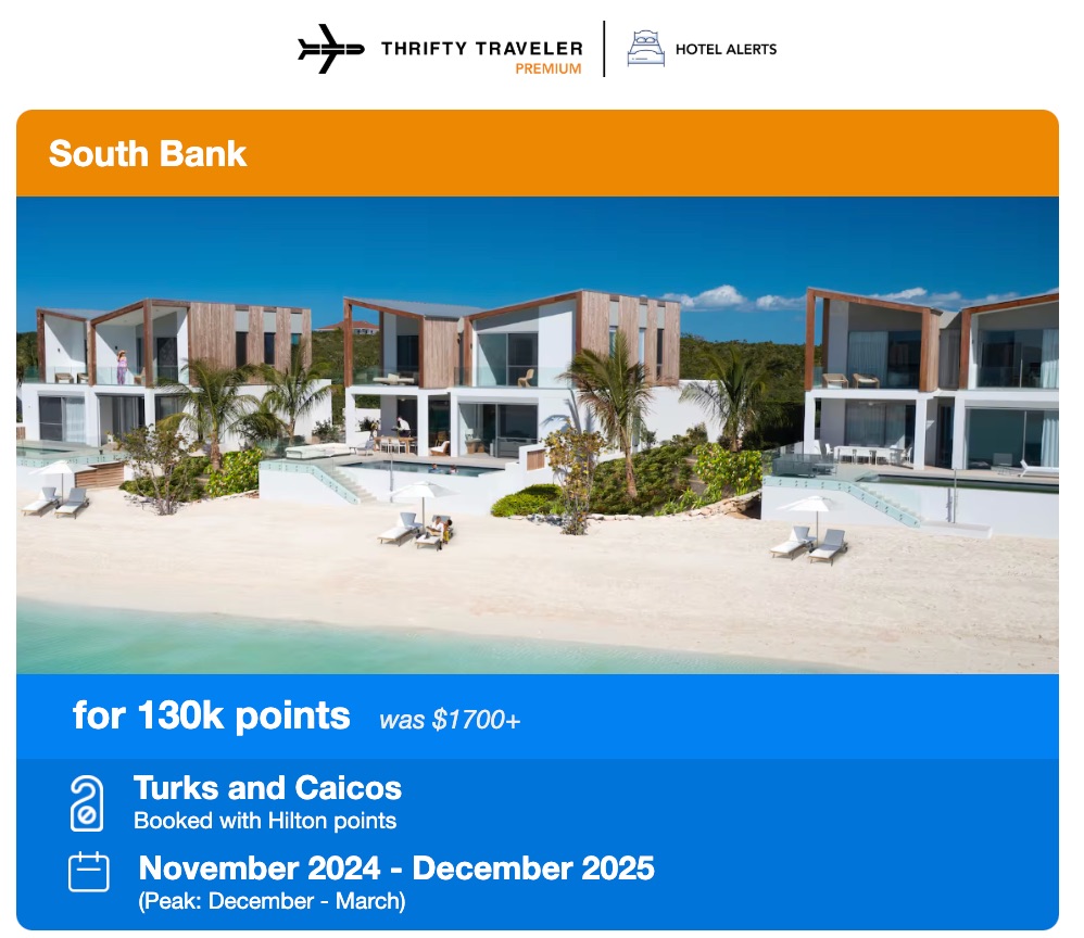 thrifty traveler hotel alert for south bank in turks and caicos